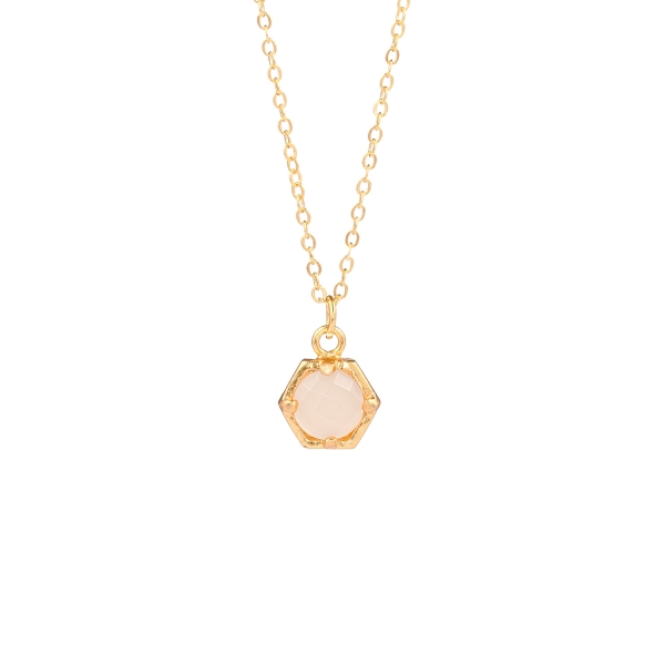 Necklace made from brass, goldplated, Chalcedony